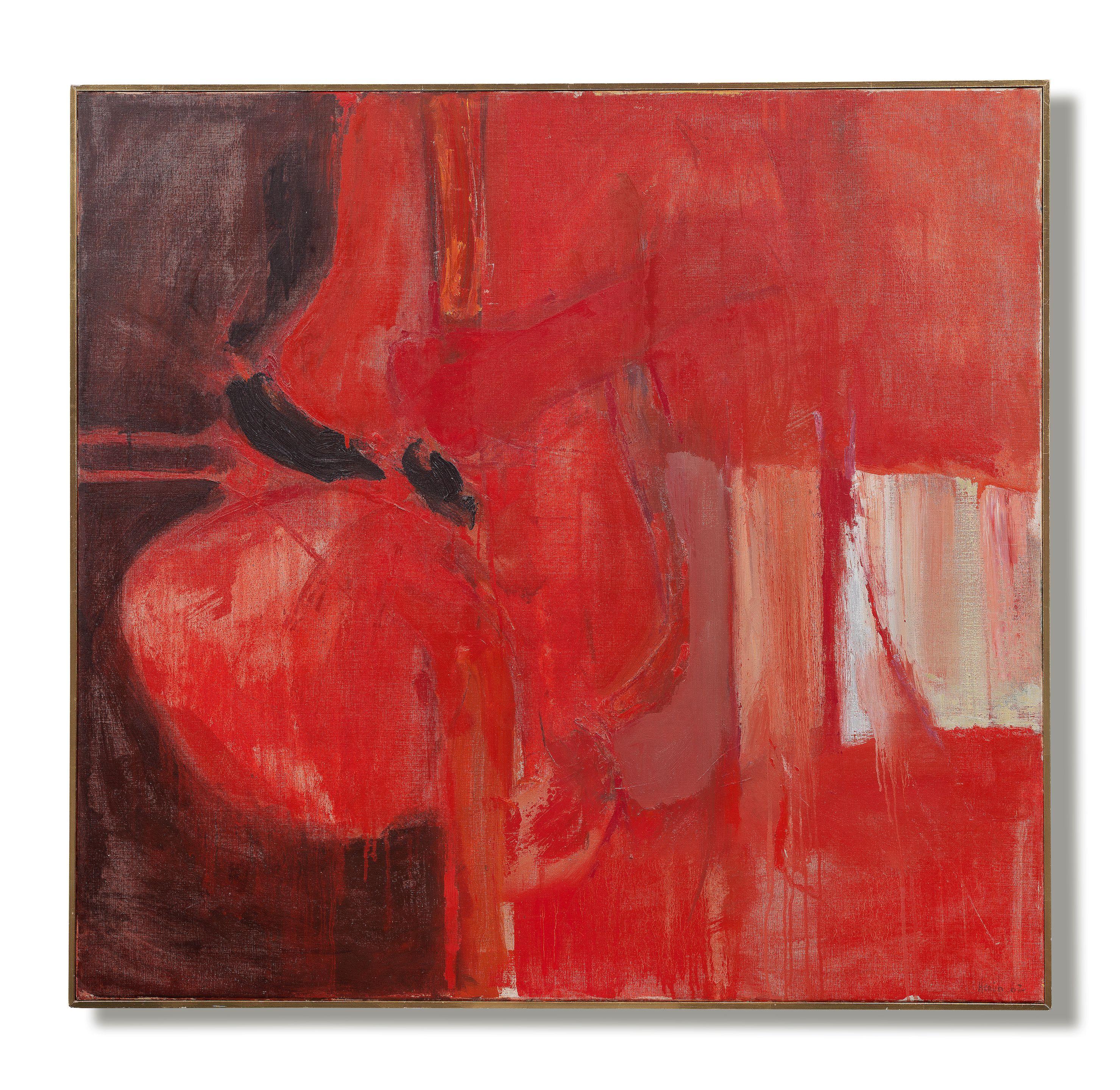 Adrian Heath - Red Painting 91.8 x 96.2 cm. (36 1/8 x 37 7/8 in.)