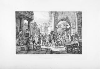 Adrian Ludwig Richter - 6 Bll.: Genreszenen aus Italien und Ansichten um Salzburg.