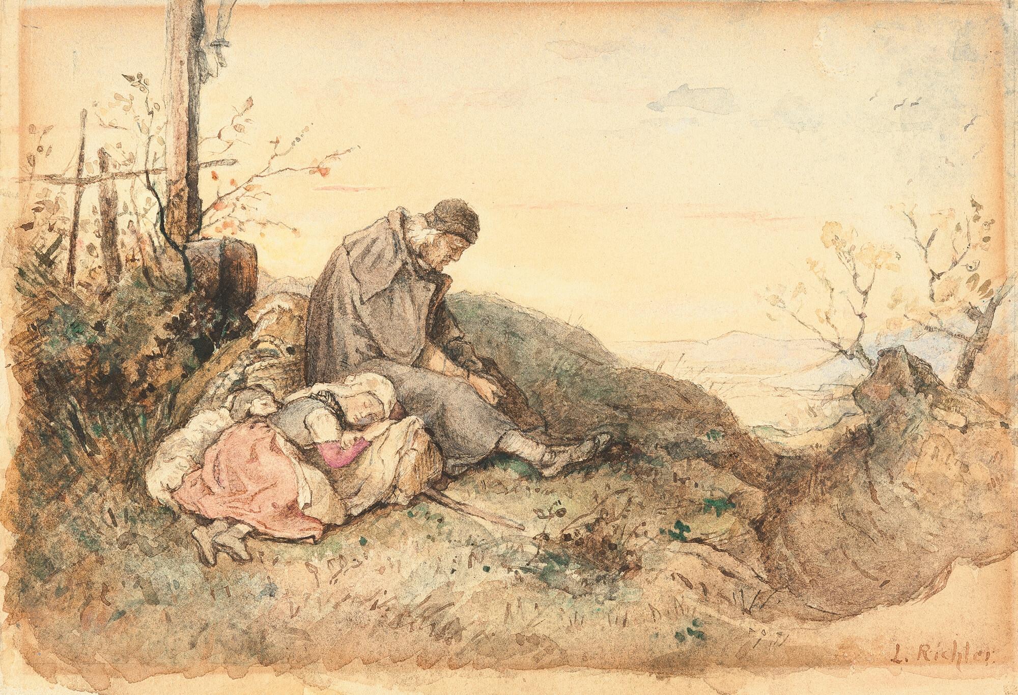 Adrian Ludwig Richter - Die Rast im Gebirge