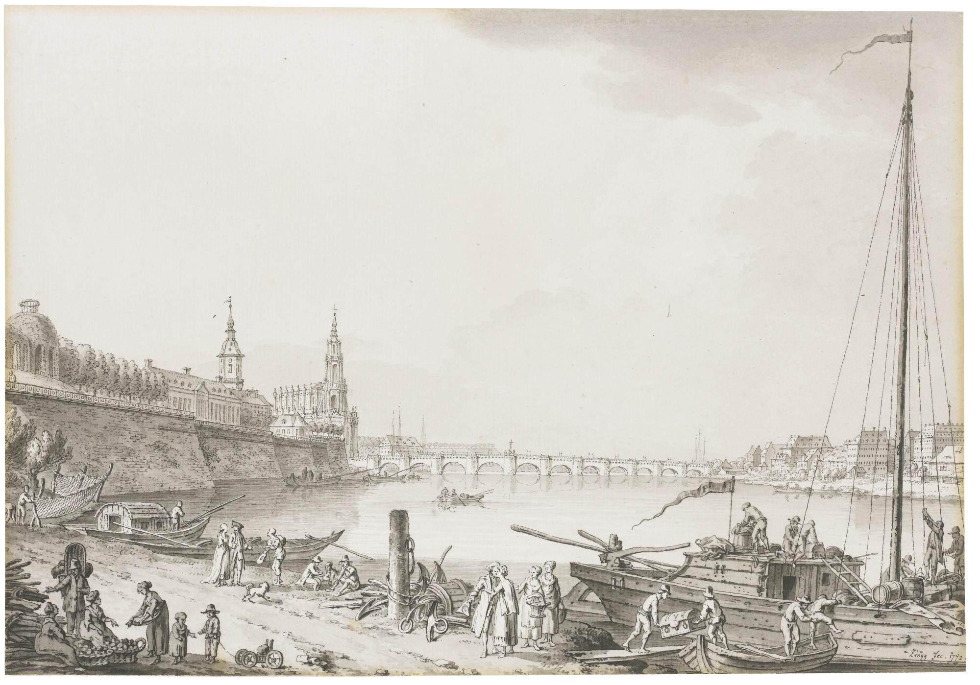 Adrian Zingg - Dresden From The Banks Of The Elbe River