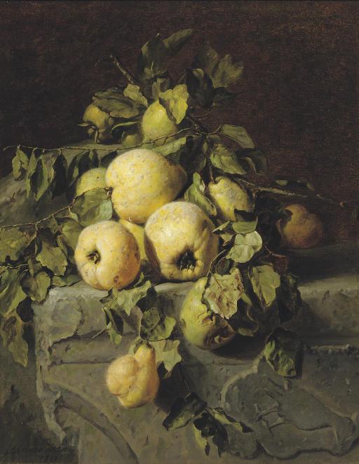 Adriana Johanna Haanen - Quinces on a ledge
