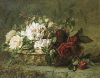 Adriana Johanna Haanen - Roses in a basket