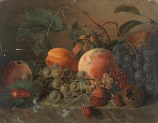 Adriana Van Ravenswaay - Still life of fruit on a marble ledge
