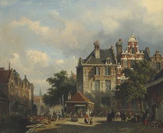 Adrianus Eversen - A Dutch street scene