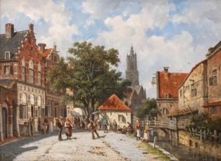 Adrianus Eversen - A Dutch street scene