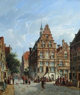 Adrianus Eversen - A view of the City Hall, Oudewater