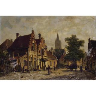 Adrianus Eversen - Dutch Dutch Street Scene