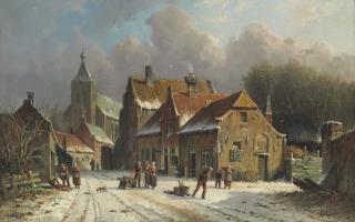 Adrianus Eversen - Hattem in Winter
