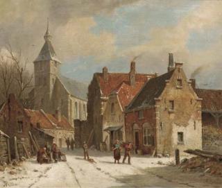 Adrianus Eversen - Hattem in winter