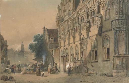 Adrianus Jacobus Vrolijk - The Stadhuis and the Grote Markt, Middelburg