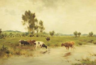 Adrianus Johannes Groenewegen - Watering Cows