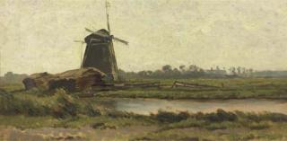 Adrianus van Everdingen - A polderlandscape at dawn