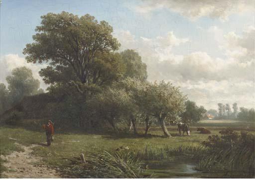 Adrianus van Everdingen - A traveller in a wooded summer landscape