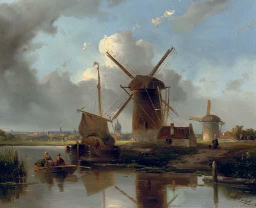Adrianus Vrolijk - Windmills near Delft