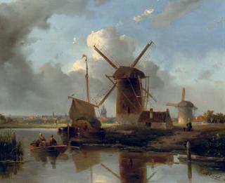 Adrianus Vrolijk - Windmills near Delft
