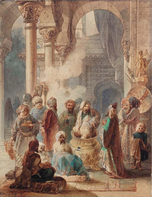 Adrien Dauzats - A pagan sacrifice in an Ottoman palace