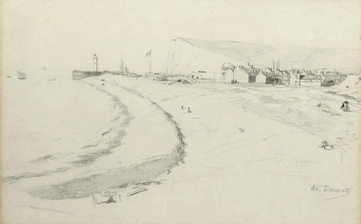 Adrien Dauzats - Le Tréport; A View On The Beach Of Tréport