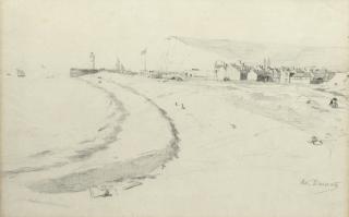 Adrien Dauzats - Le Tréport; A View On The Beach Of Tréport