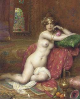 Adrien-Henri Tanoux - An Oriental Beauty in an Interior