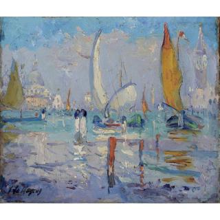 Adrien Jean Le Mayeur De Merprès - A View Of Venice With Santa Maria Della Salute