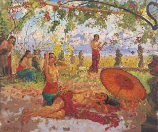 Adrien-Jean Le Mayeur de Merprès - Balinese Ladies In A Garden
