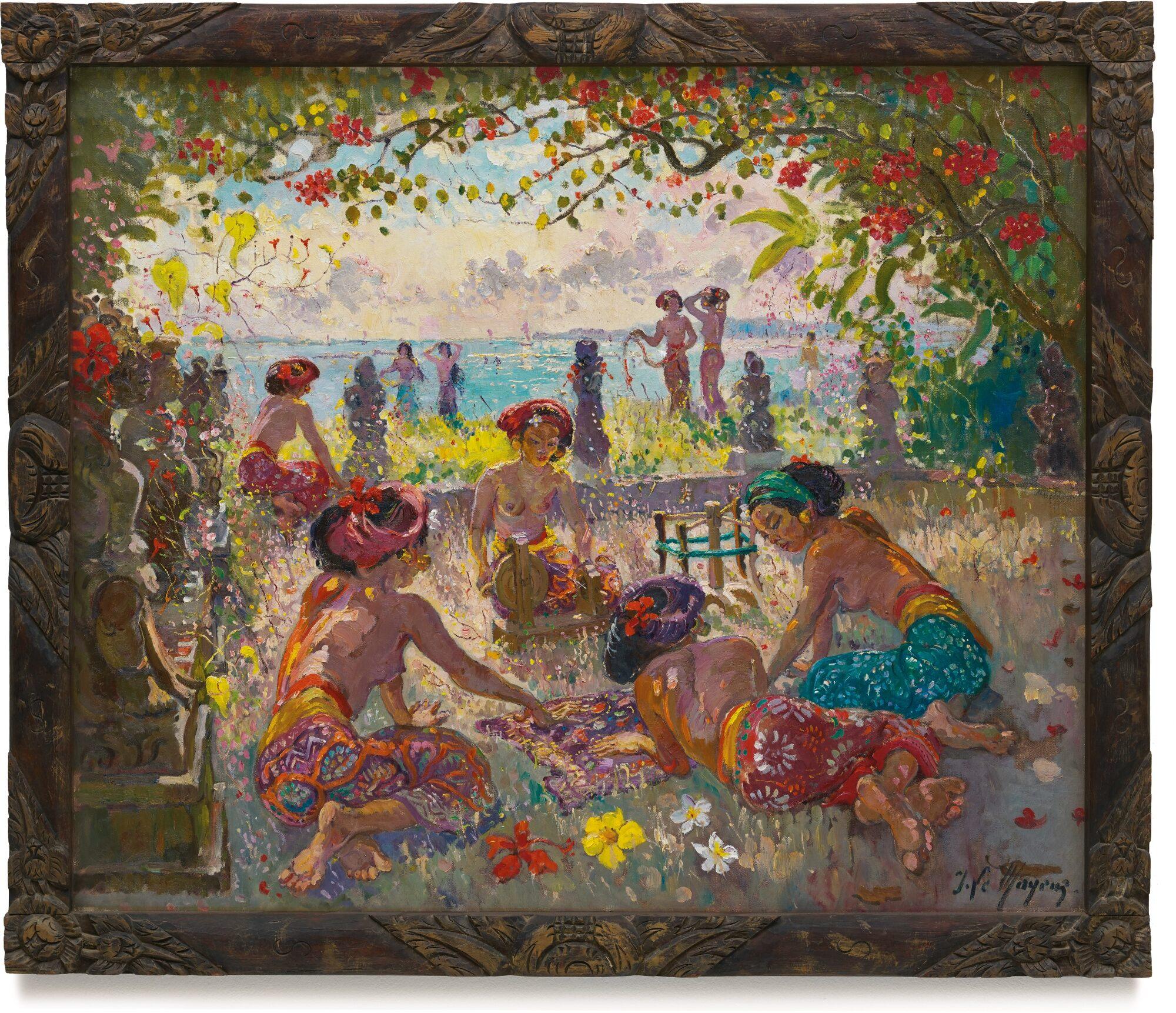 Adrien Jean Le Mayeur De Merprès - Balinese Women In The Garden 