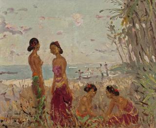 Adrien Jean Le Mayeur De Merprès - Balinese women on the beach