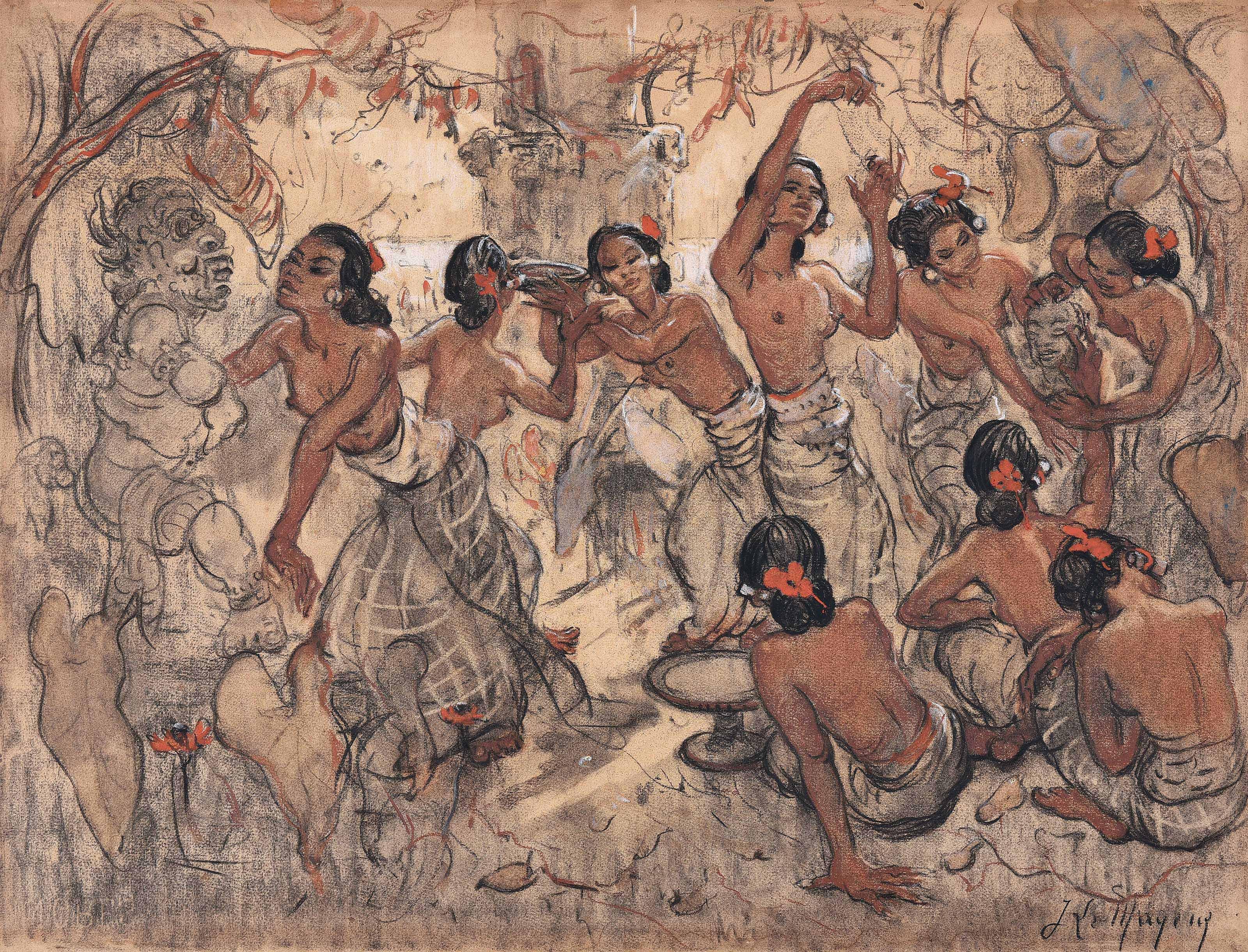 Adrien-Jean Le Mayeur De Merprès - In The Garden, Sanur