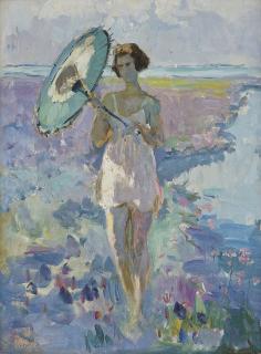 Adrien Jean Le Mayeur De Merprès - Jeune Femme À L\'Ombrelle (Young Woman With Umbrella)