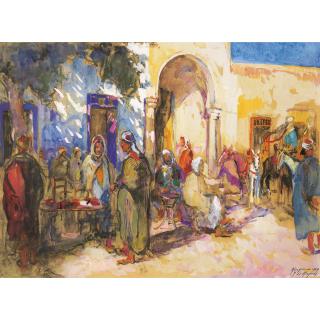 Adrien-Jean Le Mayeur De Merprès - Le Marchand De Chechiahs À Kairouanadrien-Jean Le Mayeur De Merprès ; The Chechiah Merchant In Kairouan ; Signed, Located And Dated Kairouan 1919 ; Gouache On Paper