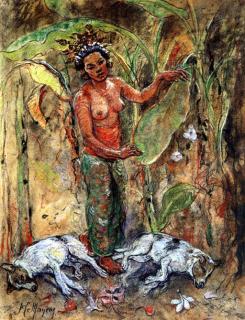 Adrien-Jean Le Mayeur De Merprès - Ni Pollok with dog