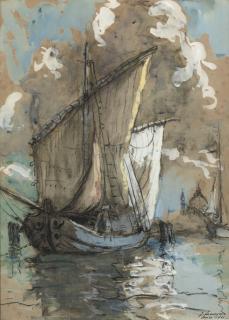 Adrien Jean Le Mayeur De Merprès - Sailing boats near Venice