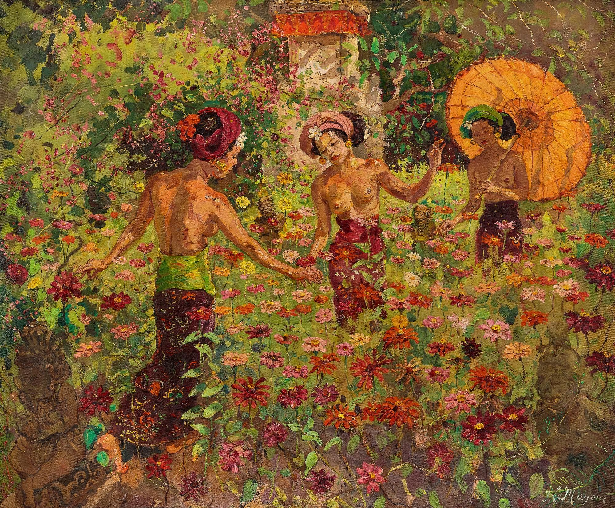 Adrien Jean Le Mayeur de Merprès - Three Balinese Women in the Garden