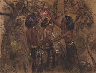 Adrien-Jean Le Mayeur De Merprès - Three Dancers in the Garden