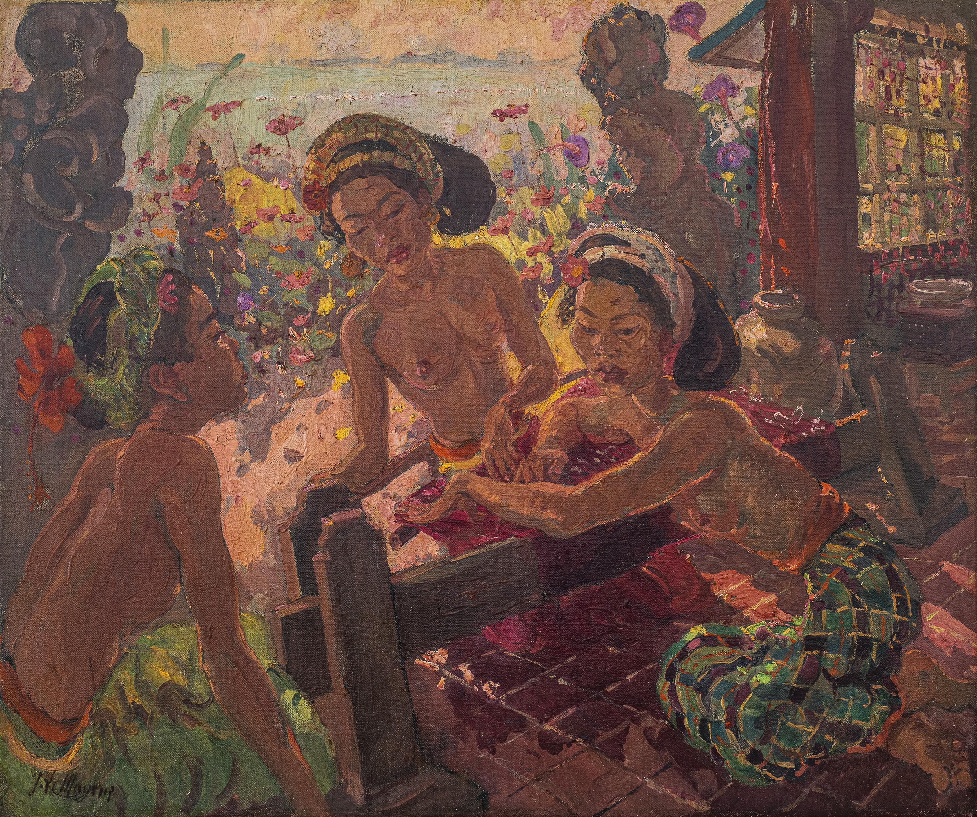 Adrien-Jean Le Mayeur De Merprès - Three Women around a Loom