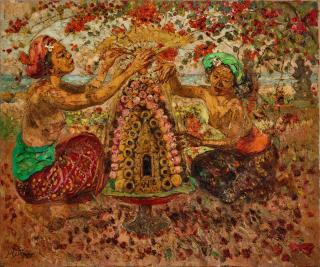 Adrien Jean Le Mayeur de Merprès - Two Balinese Women with Offerings, Sanur Beach