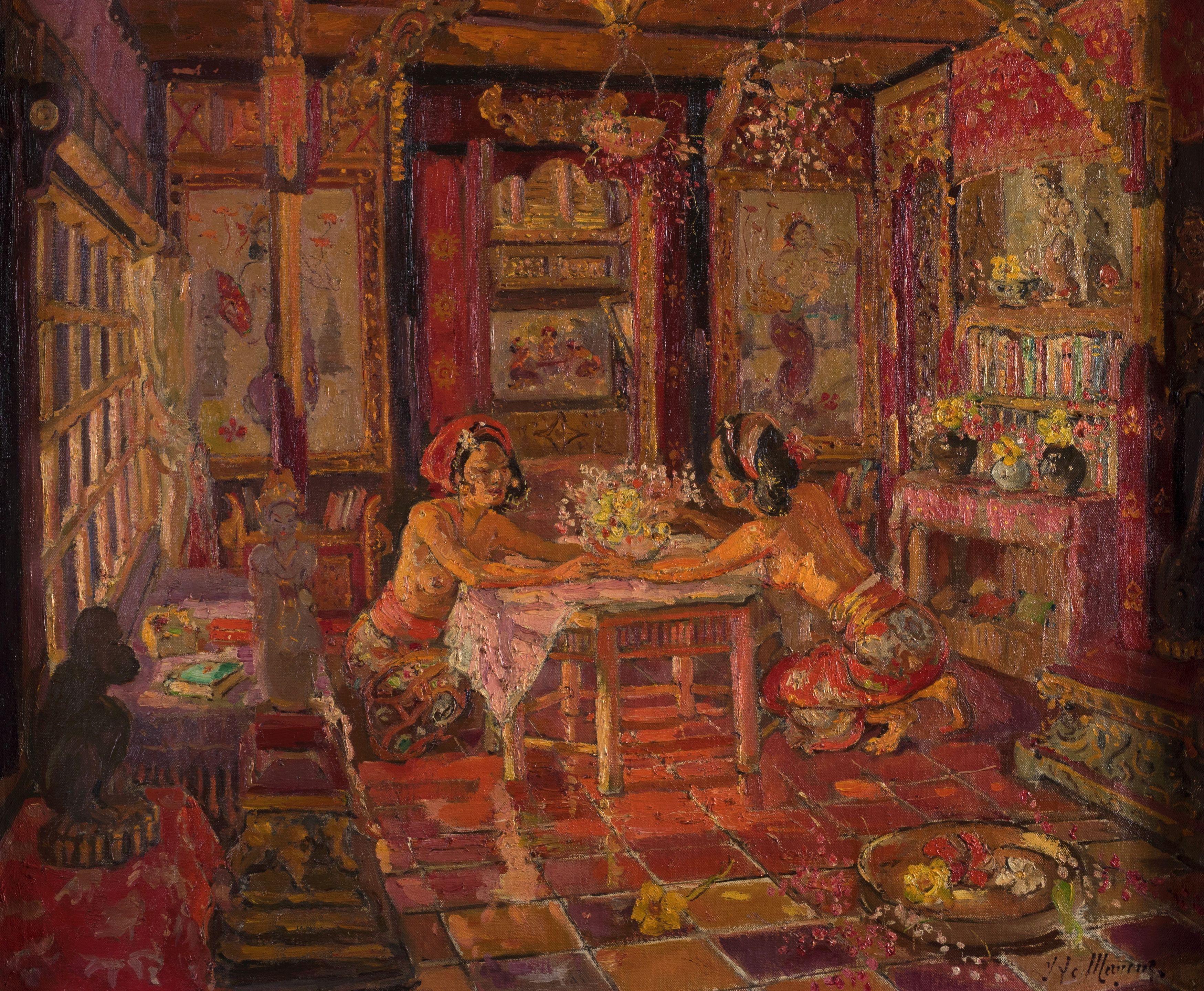 Adrien-Jean Le Mayeur De Merpres - Two Women Arranging Flowers in The Interior