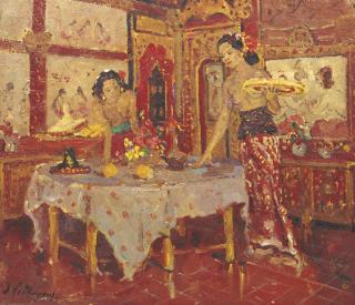Adrien-Jean Le Mayeur De Merprès - Two women in an interior, Sanur