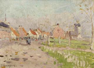 Adrien-Jean le Mayeur de Merprès - View over a town with a windmill beyond