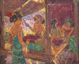 Adrien-Jean Le Mayeur de Merprès - Women Weaving and Spinning