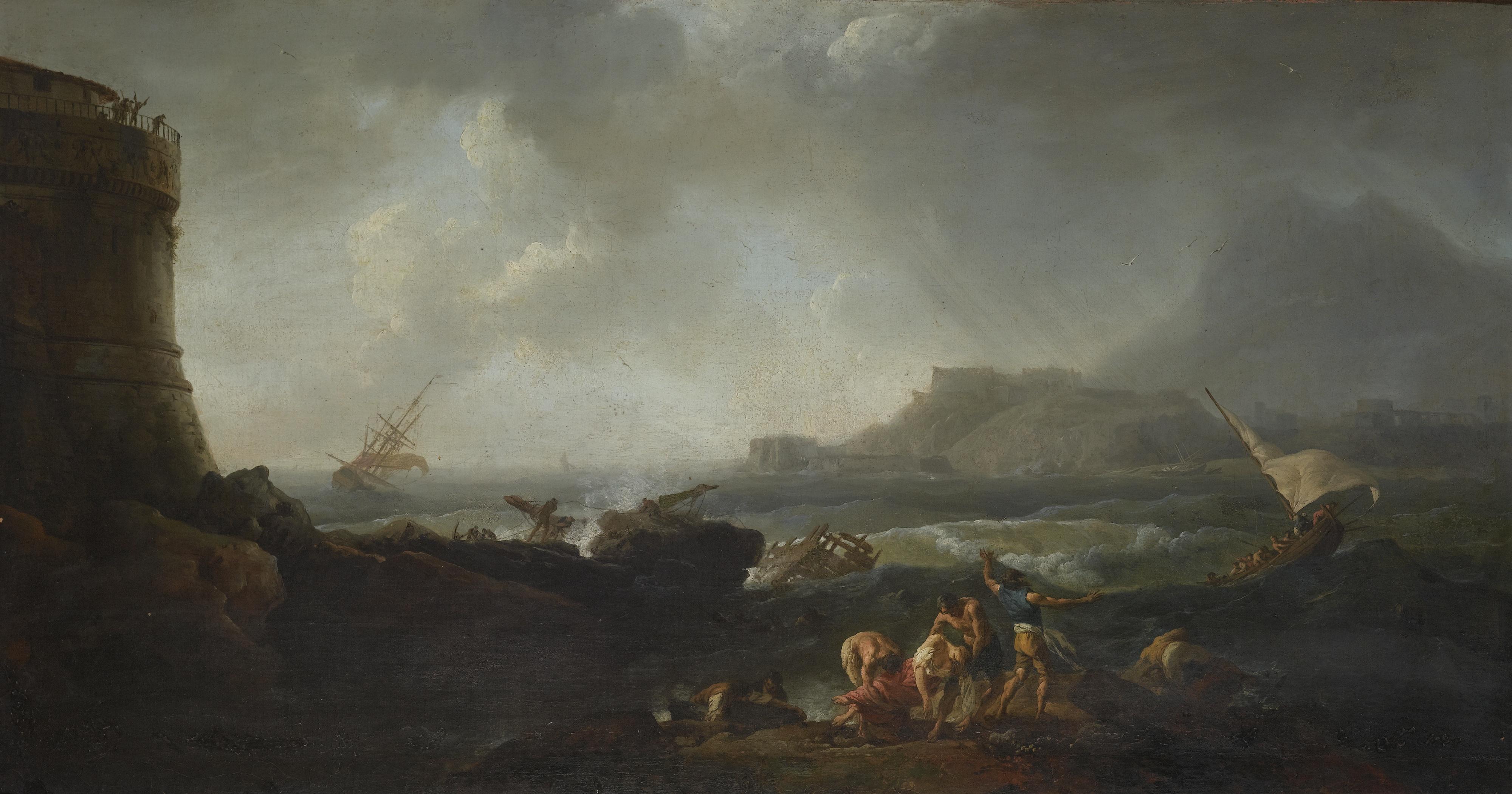 Adrien Manglard - A Shipwreck In Stormy Seas