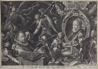 Aegidius Sadeler Ii - Portrait of Bartholomeus Spranger with an Allegory on the Death of His Wife, Christina Müller