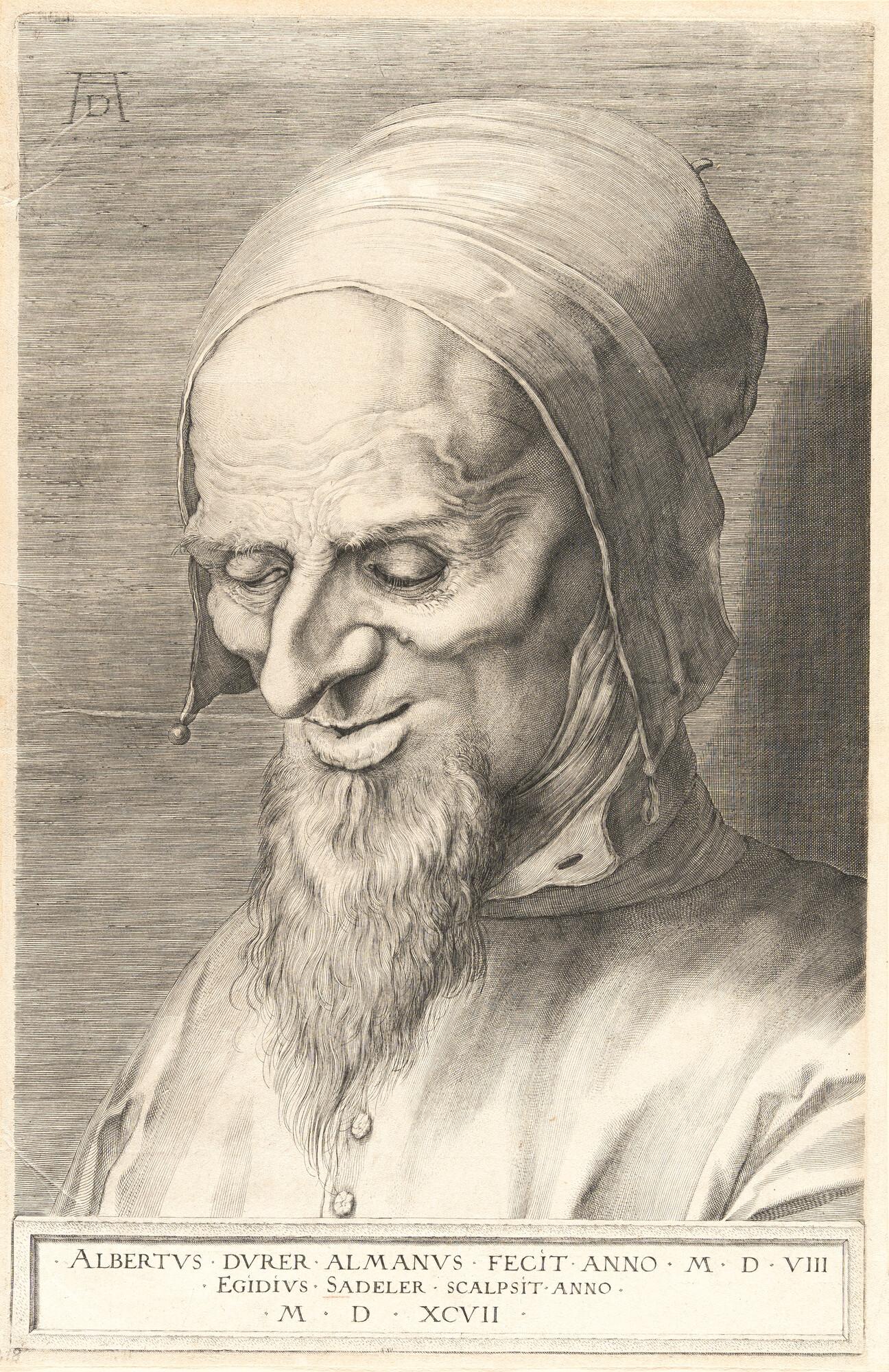 Aegidius Sadeler - Brustbild eines bärtigen Alten mit einer Kappe