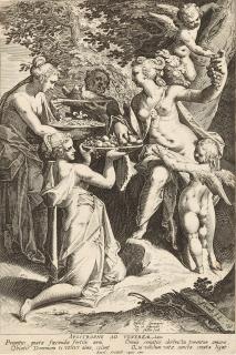 Aegidius Sadeler - Venus, Geschenke empfangend.