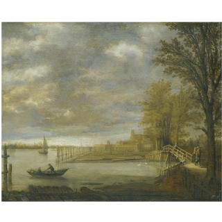 Aelbert Cuyp - Landscape With A View Of Dordrecht From The South With A Lumber Yard
