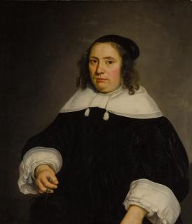 Aelbert Cuyp - Portrait of Christina Pijll (1601 - 1652), half-length, holding a feather