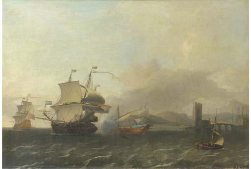 Aernout Smit - A Naval Engagement Off The Coast of A Harbour Town