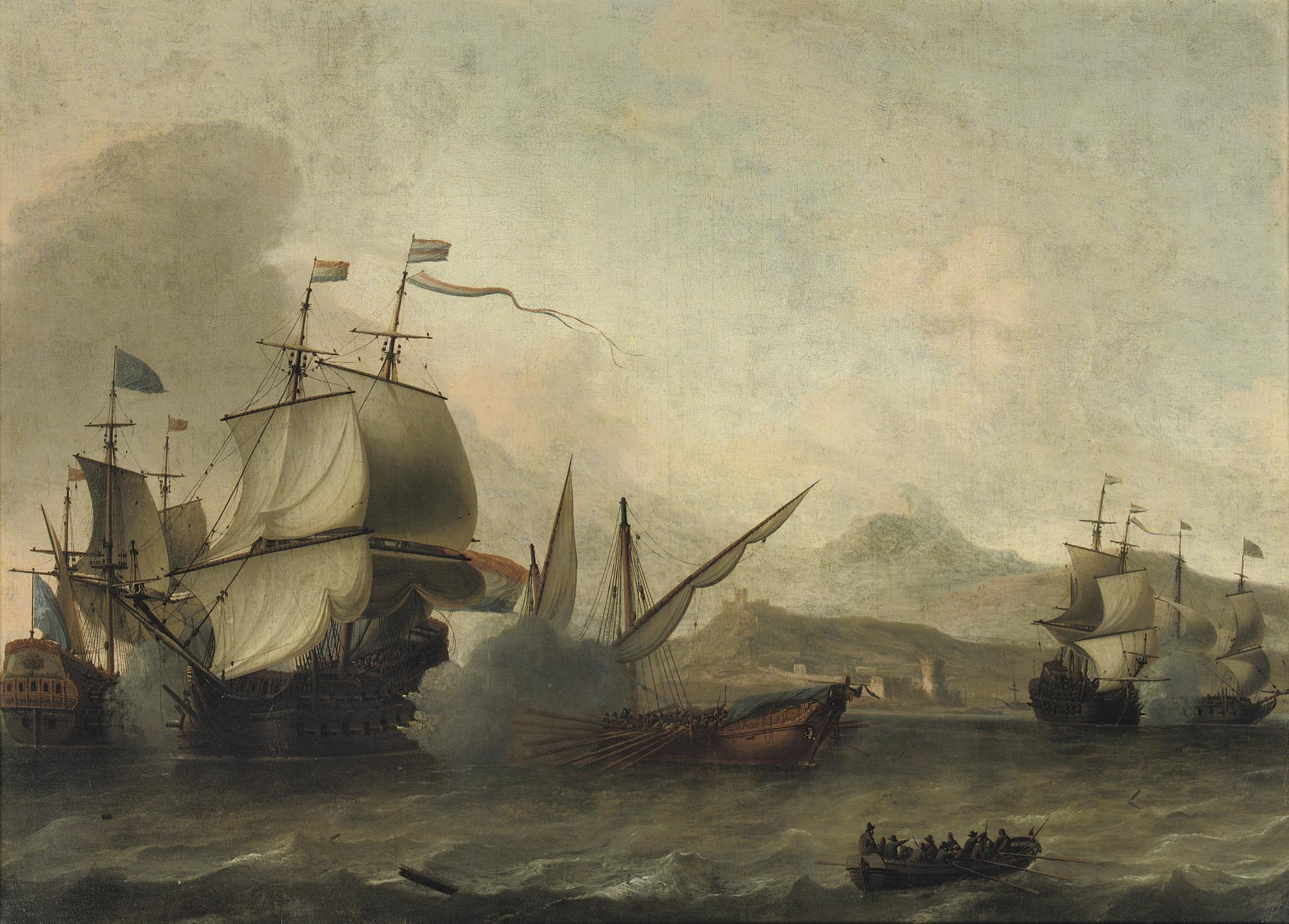 Aernout Smit - A naval engagement, said to be the Battle of Agosta, 22 April 1676