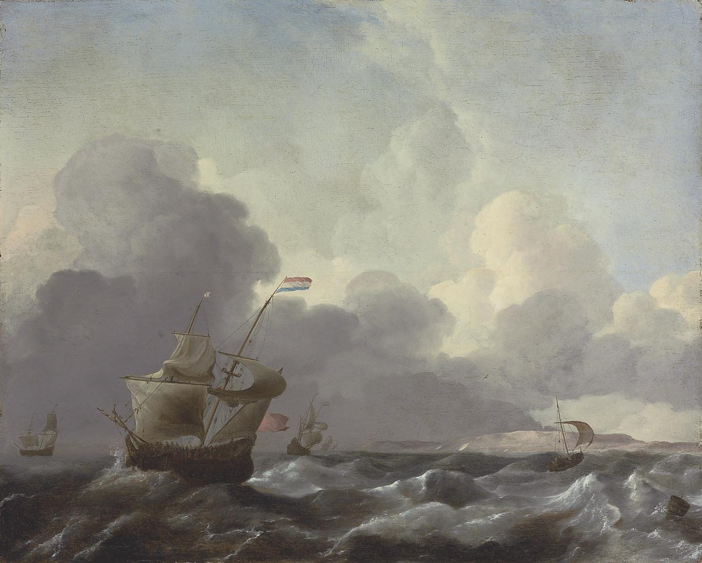 Aernout Smit - Dutch man-of-war in stormy waters