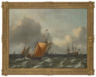 Aernout Smit - Dutch Men o\'war on choppy waters